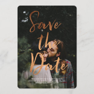 Copper Foil Modern Script Overlay Save the Date