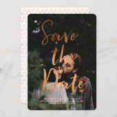Copper Foil Modern Script Overlay Save the Date (Vorne/Hinten)