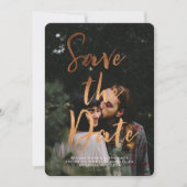 Copper Foil Modern Script Overlay Save the Date (Vorderseite)