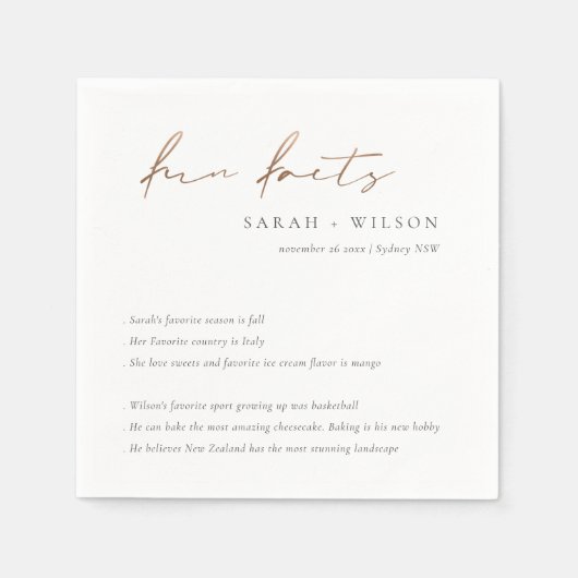 Copper Foil Script Schwarz-weiße Hochzeitsspass Fa Serviette (Vorderseite)