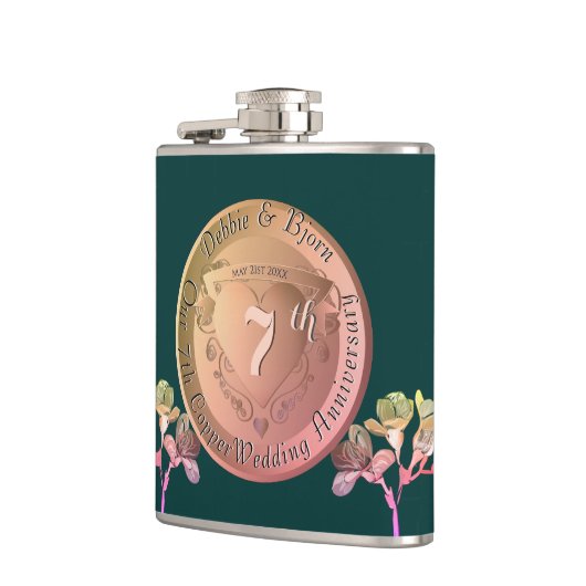 Copper Fresia Hochzeitstag Flachmann (Links)