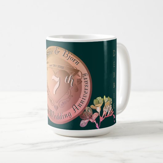 Copper Fresia zum 7. Hochzeitstag Kaffeetasse (VorderseiteRechts)
