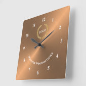 Copper für Firmenlogo Quadratische Wanduhr (Winkel)