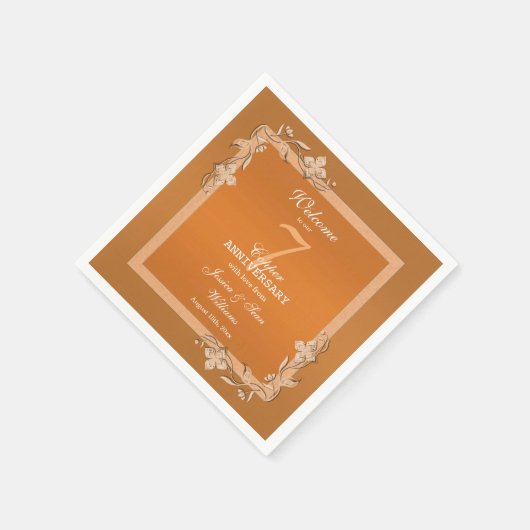 Copper Gem & Glitzer 7. Hochzeitstag Serviette (Ecke)