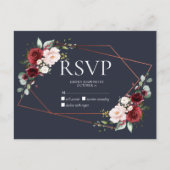 Copper Geometric Burgundy Blue No Menu UAWG Einladungspostkarte (Vorderseite)