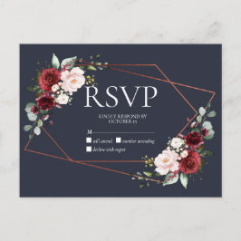 Copper Geometric Burgundy Blue No Menu UAWG Einladungspostkarte