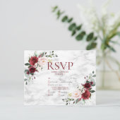 Copper Geometric Burgundy Marble Wedding RSVP Einladungspostkarte (Stehend Vorderseite)