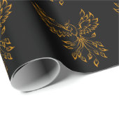 Copper Gold Phoenix steigt auf schwarz Geschenkpapier (Rolleneckpunkt)