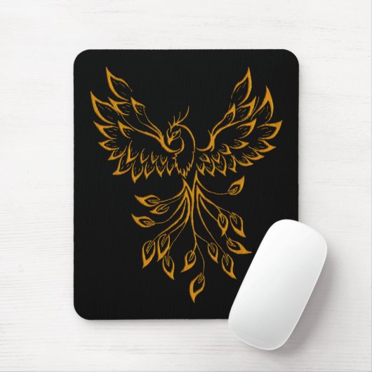 Copper Gold Phoenix steigt auf schwarz Mousepad (Mit Mouse)