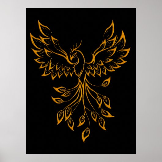 Copper Gold Phoenix steigt auf schwarz Poster (Vorne)