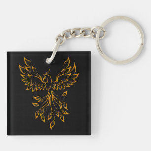 Copper Gold Phoenix steigt auf schwarz Schlüsselanhänger