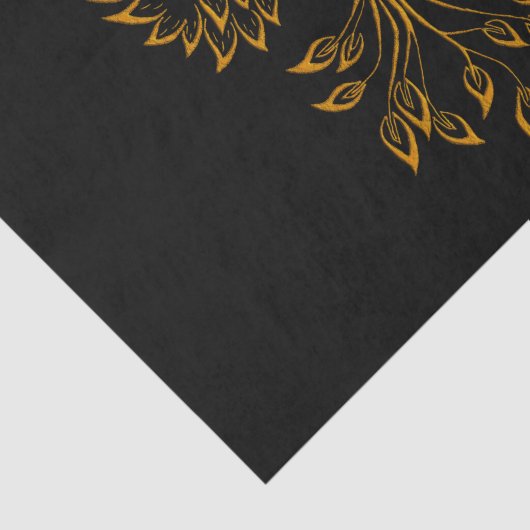 Copper Gold Phoenix steigt auf schwarz Seidenpapier (Ausschnitt)