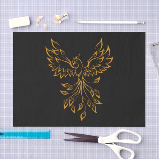 Copper Gold Phoenix steigt auf schwarz Seidenpapier (Handwerk)