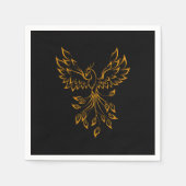 Copper Gold Phoenix steigt auf schwarz Serviette (Vorderseite)