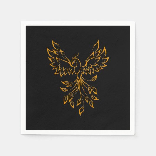 Copper Gold Phoenix steigt auf schwarz Serviette (Vorderseite)