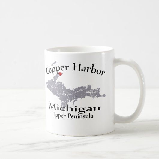 Copper Harbour Michigan Heart Heart Map Design Tas Kaffeetasse (Rechts)