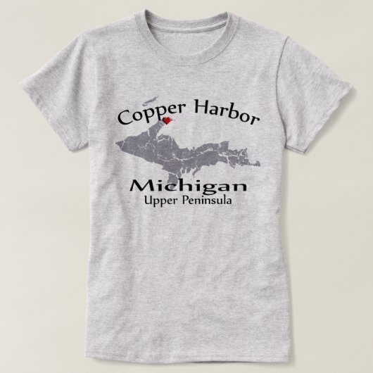 Copper Harbour Michigan Heart Map Design T - Shirt (Design vorne)