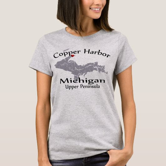 Copper Harbour Michigan Heart Map Design T - Shirt (Vorderseite)
