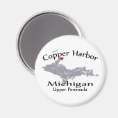 Copper Harbour Michigan Herz Karte Design Magnet (Vorderseite/Rückseite)