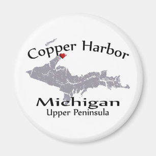 Copper Harbour Michigan Herz Karte Design Magnet