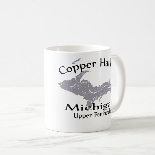 Copper Harbour Michigan Herz Karte Design Tasse (VorderseiteRechts)