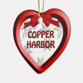 Copper Harbour Michigan Snowflake Herzdekoration Keramik Ornament (Links)