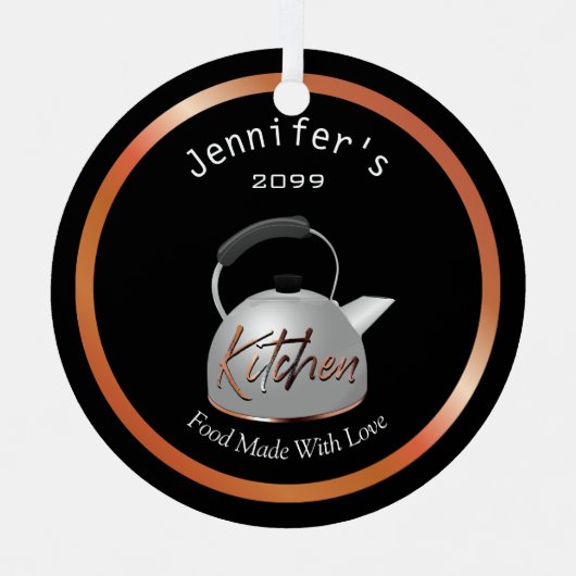 Copper Kitchen Food Made With Love Ornament Aus Metall (Vorderseite)