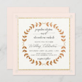 Copper Look Laurel Leaf Wreath Script Typografie Einladung (Vorne/Hinten)