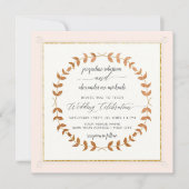 Copper Look Laurel Leaf Wreath Script Typografie Einladung (Vorderseite)
