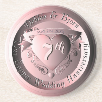 Copper Medallion zum 7. Hochzeitstag Getränkeuntersetzer