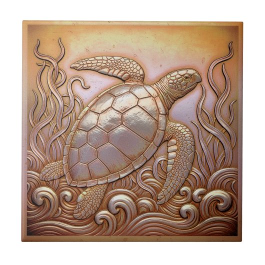 Copper Metallic Iridescent Turtle ID1223 Fliese (Vorderseite)