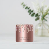 *~* COPPER Metallic Tropfen Dripping GLITZER AP7 Quadratische Visitenkarte (Stehend Vorderseite)