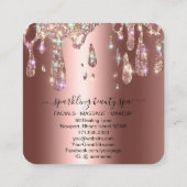 *~* COPPER Metallic Tropfen Dripping GLITZER AP7 Quadratische Visitenkarte (Rückseite)