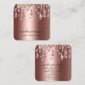 *~* COPPER Metallic Tropfen Dripping GLITZER AP7 Quadratische Visitenkarte (Vorne/Hinten)
