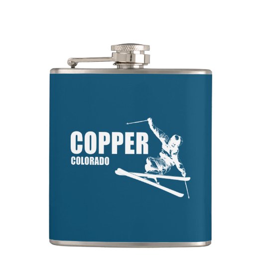 Copper Mountain Colorado Skifahrer Flachmann (Vorderseite)