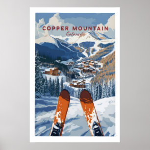 Copper Mountain Ski Plakat Winter Ski Dorf