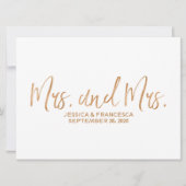 Copper "Mrs. and Mrs." Lesbian Wedding Sign (Vorderseite)