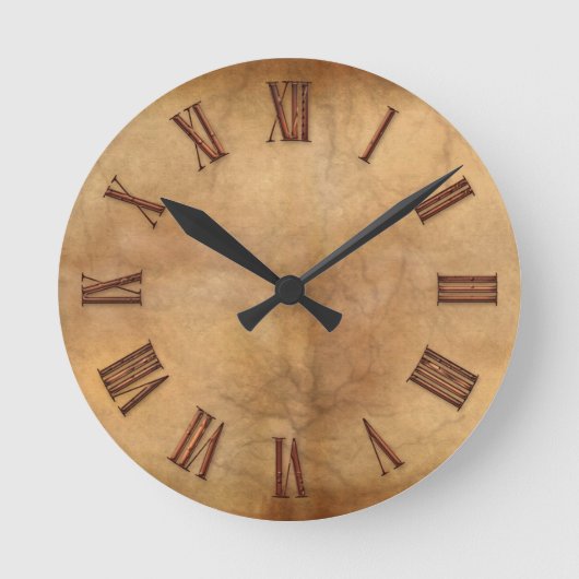 Copper on Parchment-effect Modern Art Clock Runde Wanduhr (Vorderseite)