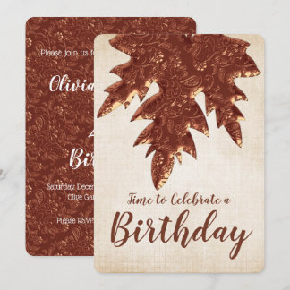 Copper Paisley Fall Saisonleaf Geburtstagspartei Einladung