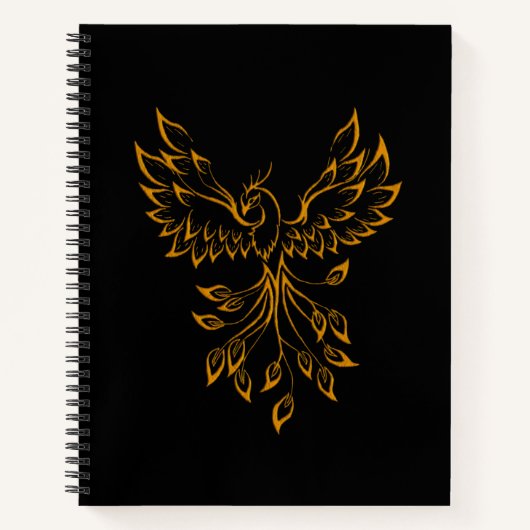 Copper Phoenix steigt auf schwarz Notizblock (Vorderseite)
