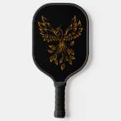 Copper Phoenix steigt auf schwarz Pickleball Schläger (Rückseite)