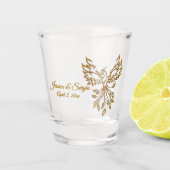 Copper Phoenix steigt auf schwarz Schnapsglas (Vorderseite)