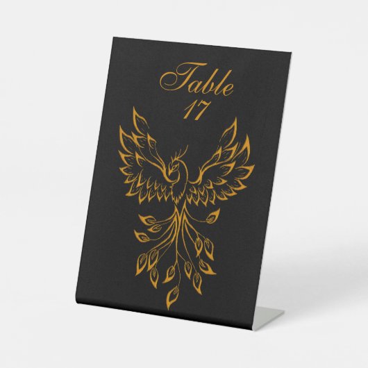 Copper Phoenix steigt auf schwarz Sockelschild (Vorderseite)