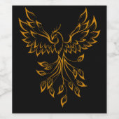 Copper Phoenix steigt auf schwarz Weinetikett (Einzelnes Label)