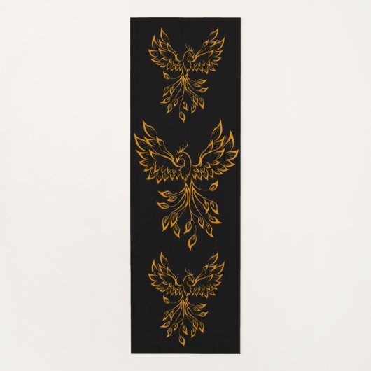Copper Phoenix steigt auf schwarz Yogamatte (Vorderseite)