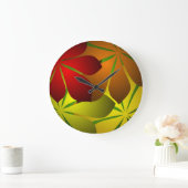 Copper Red Gold Leaf Wall Clock Große Wanduhr (Zuhause)