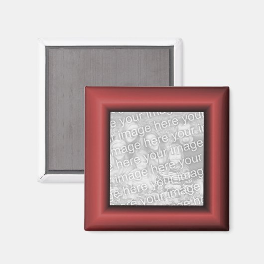 Copper Red Ombre Square Border Foto Magnet (Vorderseite/Rückseite)