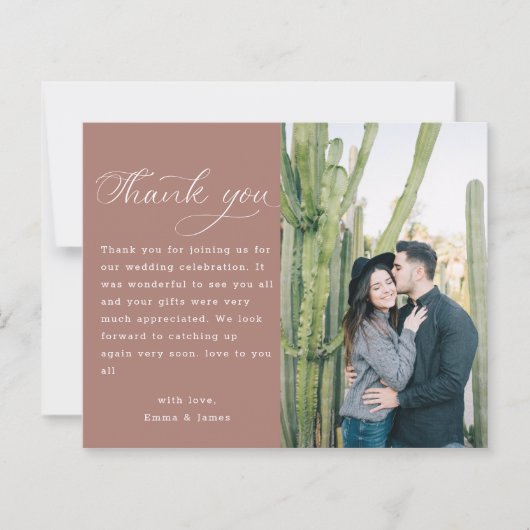 Copper Rose Calligraphy Wedding Foto Vielen Dank (Vorderseite)