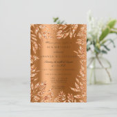 Copper Rose Gold Glitzer Leafs Florals Frame Glam Einladung (Stehend Vorderseite)