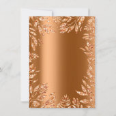 Copper Rose Gold Glitzer Leafs Florals Frame Glam Einladung (Rückseite)